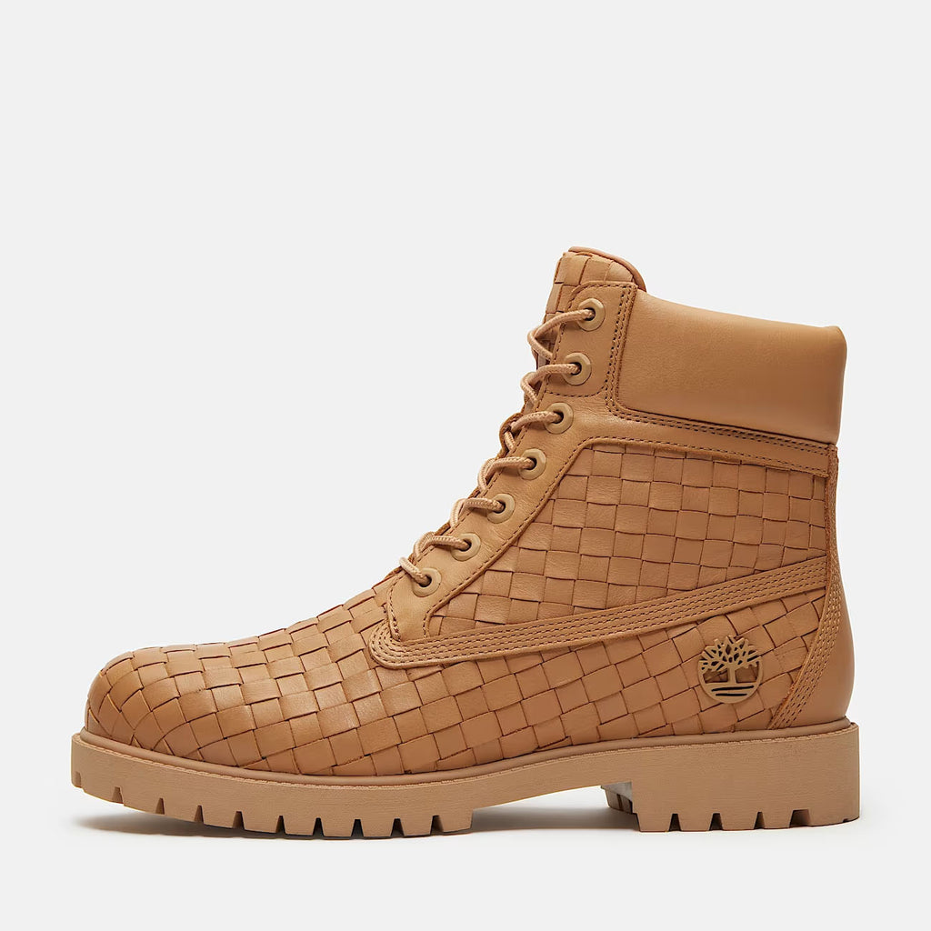 TIMBERLAND 6 inch premium lace up boot woven leather beige