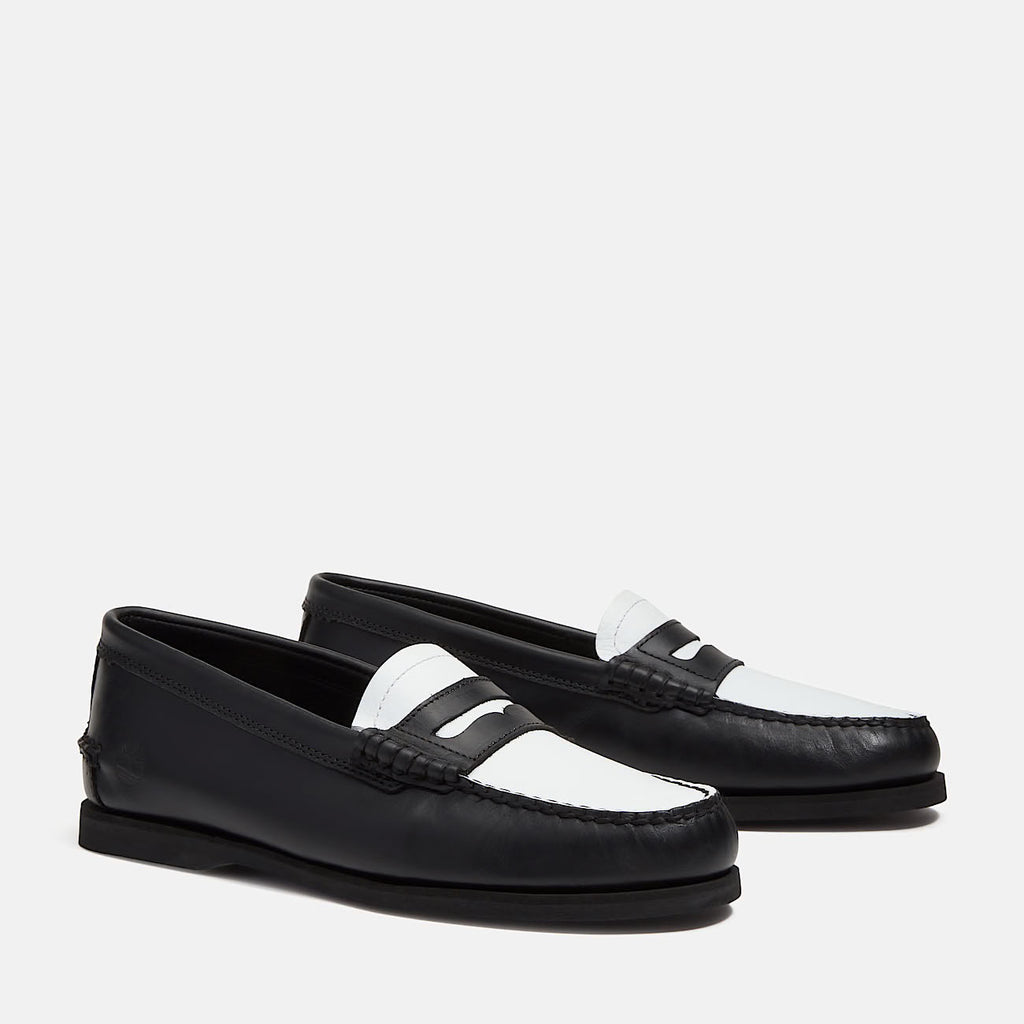 TIMBERLAND Classic boat loafer shoe black white