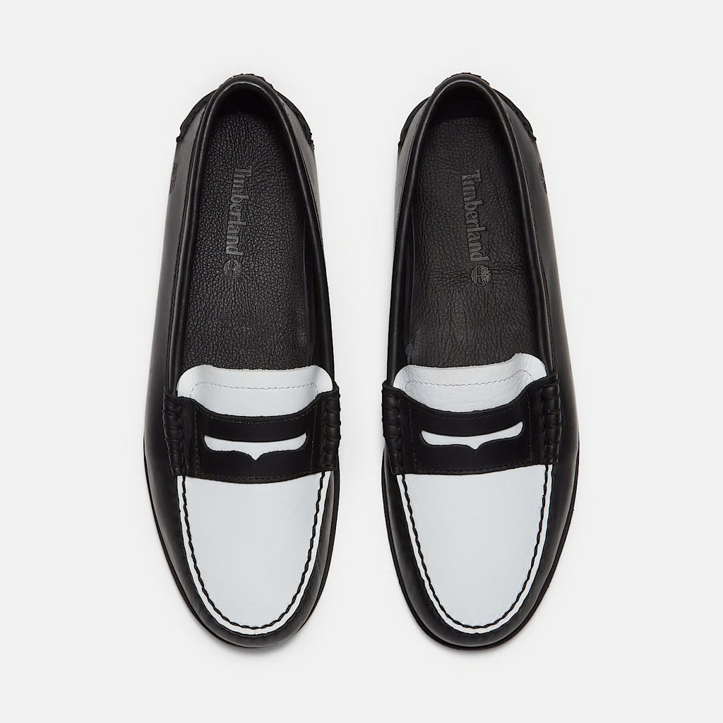 TIMBERLAND Classic boat loafer shoe black white