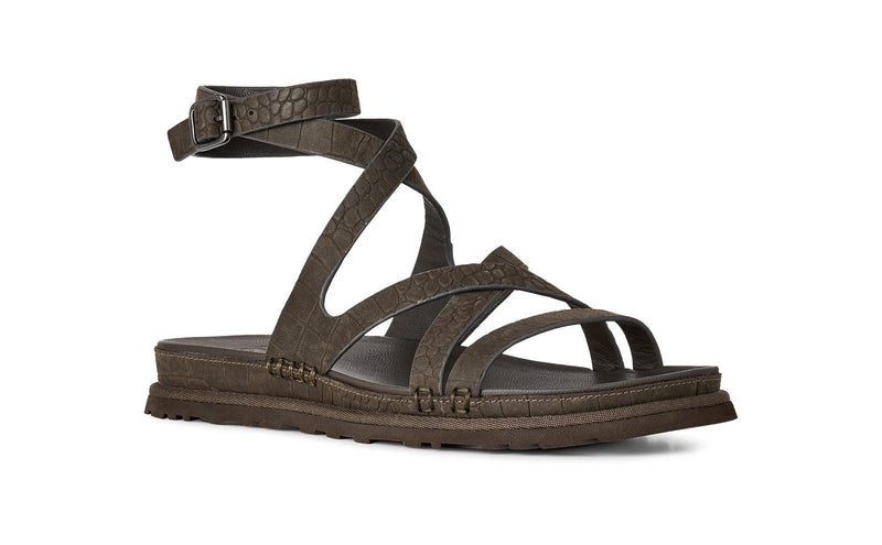 UGG Goldengaze embossed ankle wrap sandals dense smoke