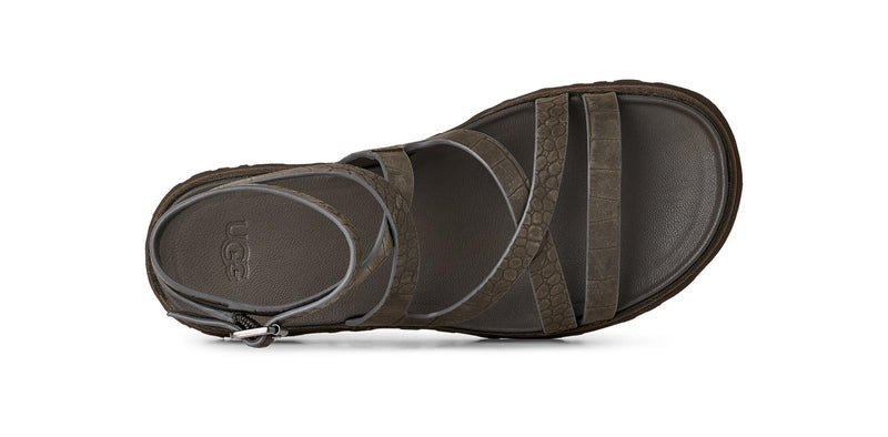 UGG Goldengaze embossed ankle wrap sandals dense smoke