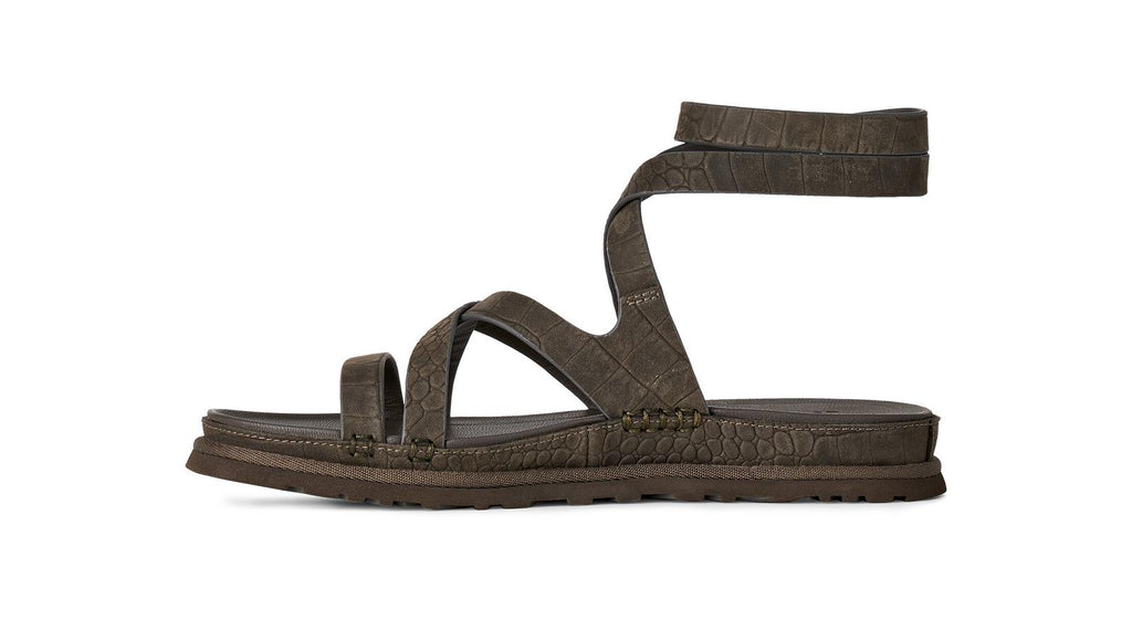 UGG Goldengaze embossed ankle wrap sandals dense smoke