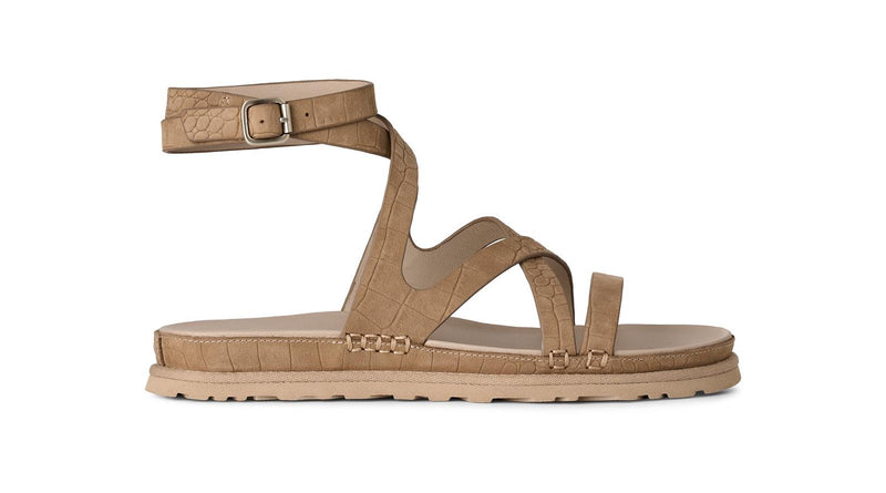 UGG Goldengaze embossed ankle wrap sandals mustard seed