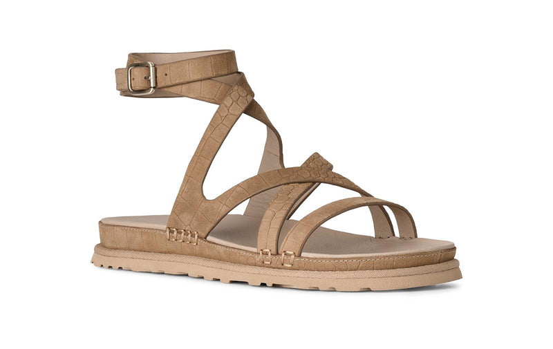 UGG Goldengaze embossed ankle wrap sandals mustard seed
