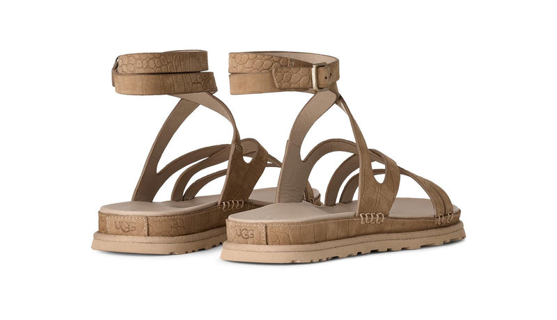 UGG Goldengaze embossed ankle wrap sandals mustard seed