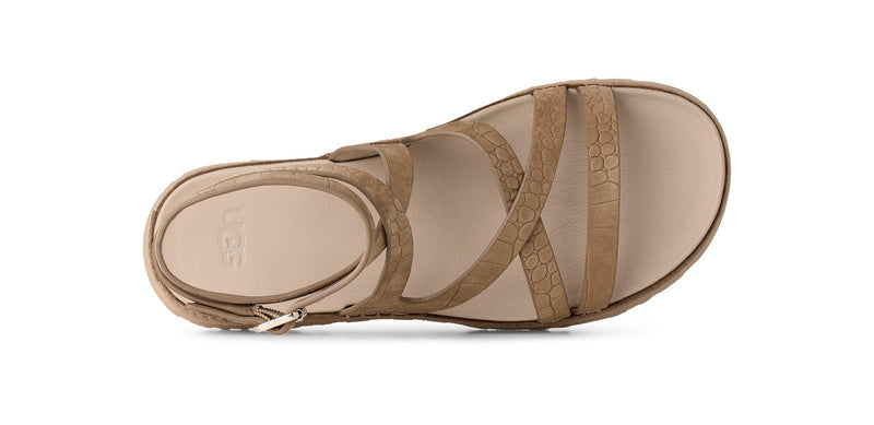 UGG Goldengaze embossed ankle wrap sandals mustard seed