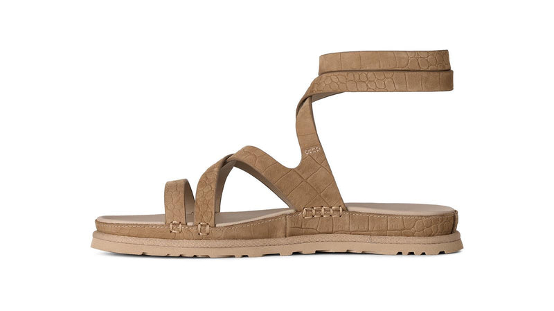 UGG Goldengaze embossed ankle wrap sandals mustard seed