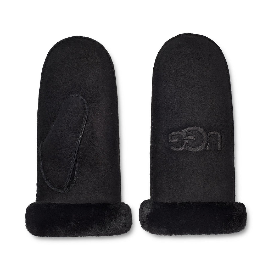 UGG Sheepskin embroidered mittens black