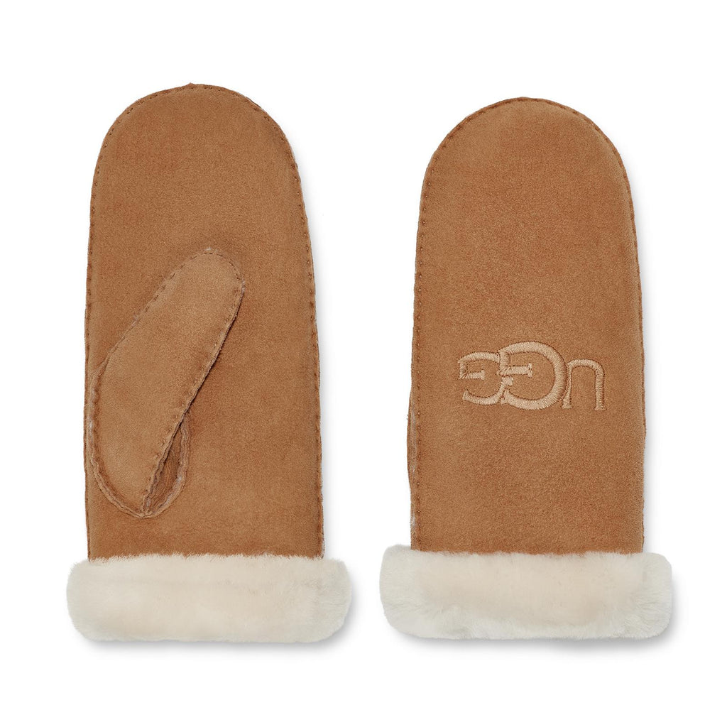 UGG Sheepskin embroidered mittens chestnut