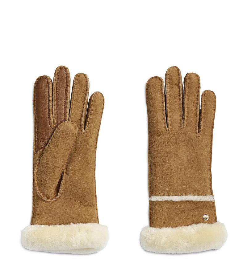 UGG Sheepskin seamed gloves chestnut