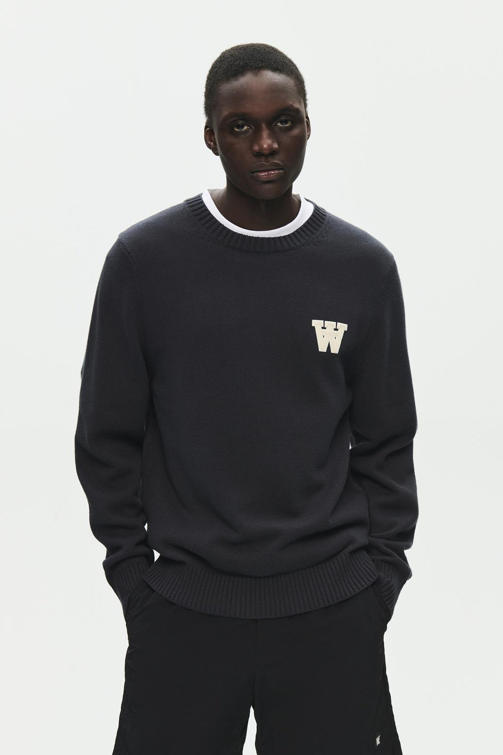 WOOD WOOD Tay knit crewneck sweater pirate black