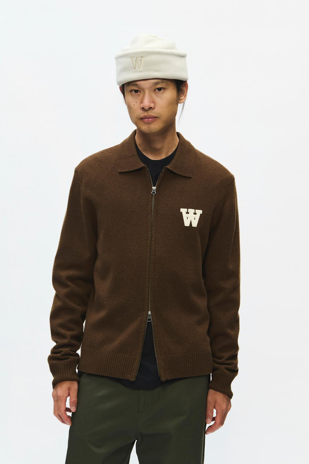 WOOD WOOD Tay zipper cardigan desert palm