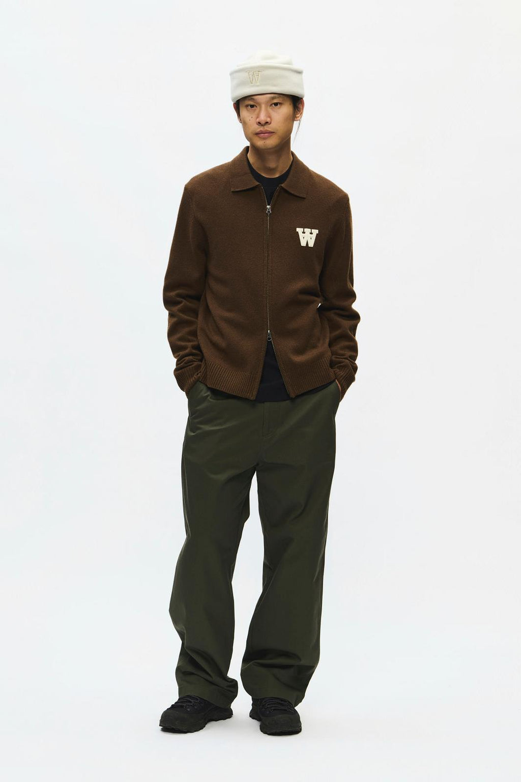 WOOD WOOD Tay zipper cardigan desert palm