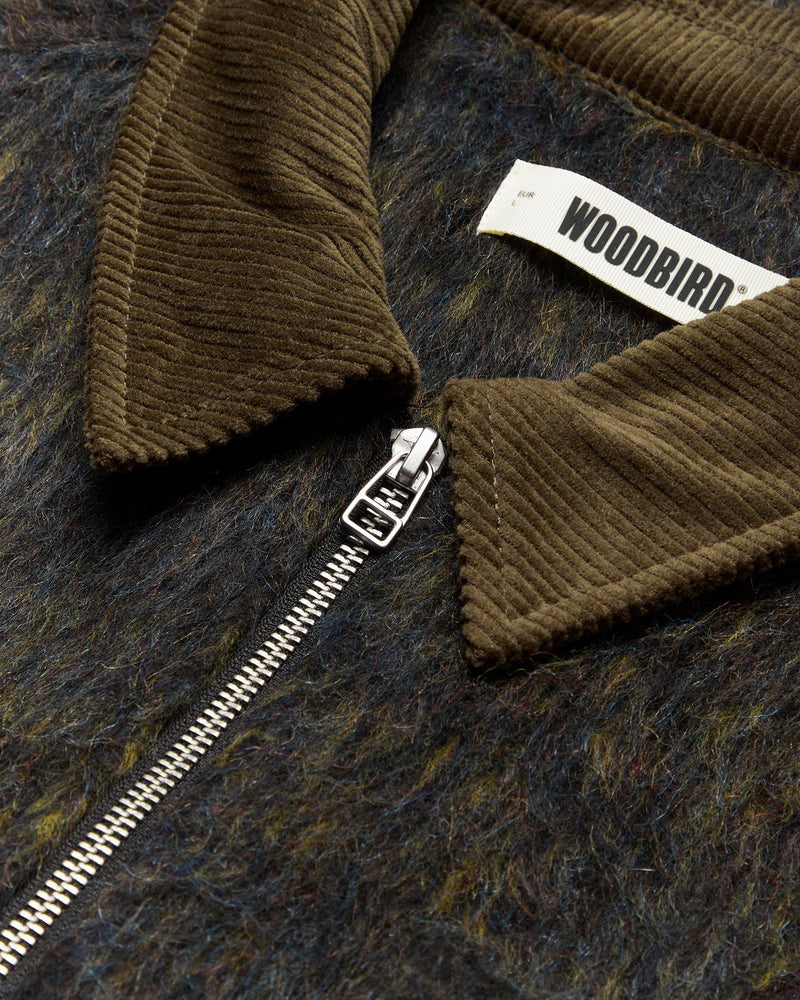WOODBIRD Blade hairy zip jacket dark olive