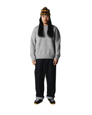 WOODBIRD Kurt mohairy crew dark grey melange