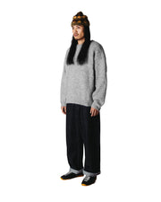 WOODBIRD Kurt mohairy crew dark grey melange