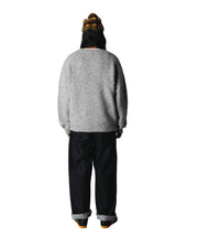 WOODBIRD Kurt mohairy crew dark grey melange