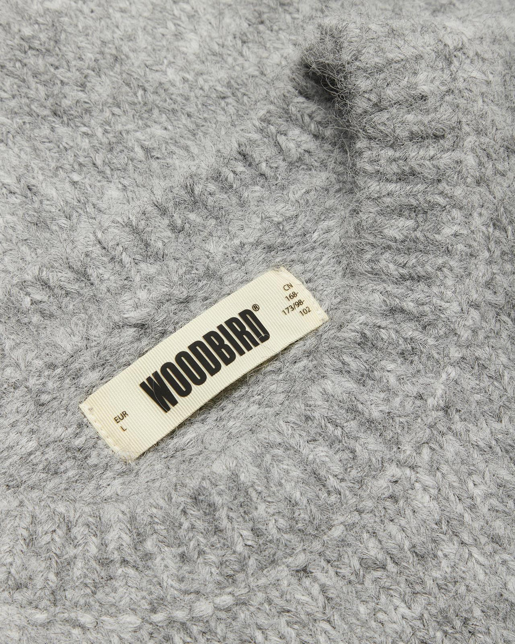 WOODBIRD Kurt mohairy crew dark grey melange