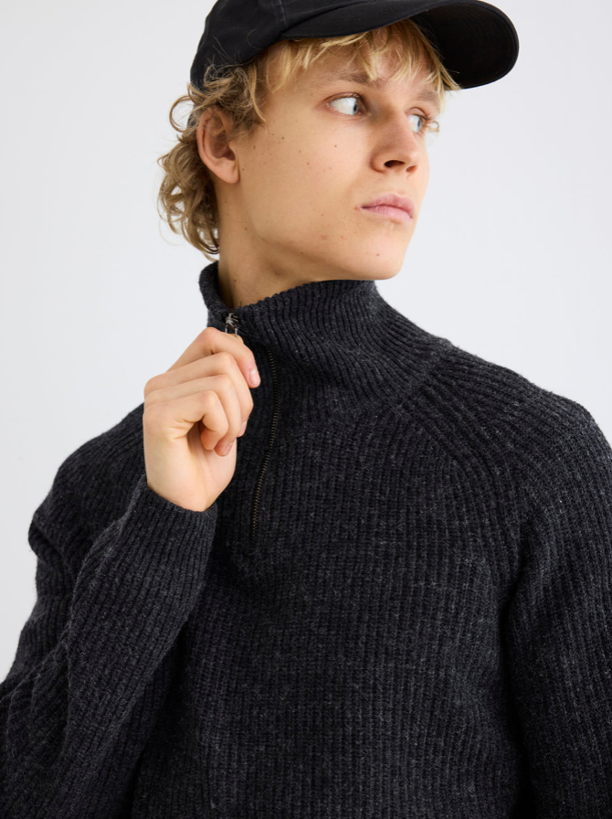 LASS WOOL HALF ZIP