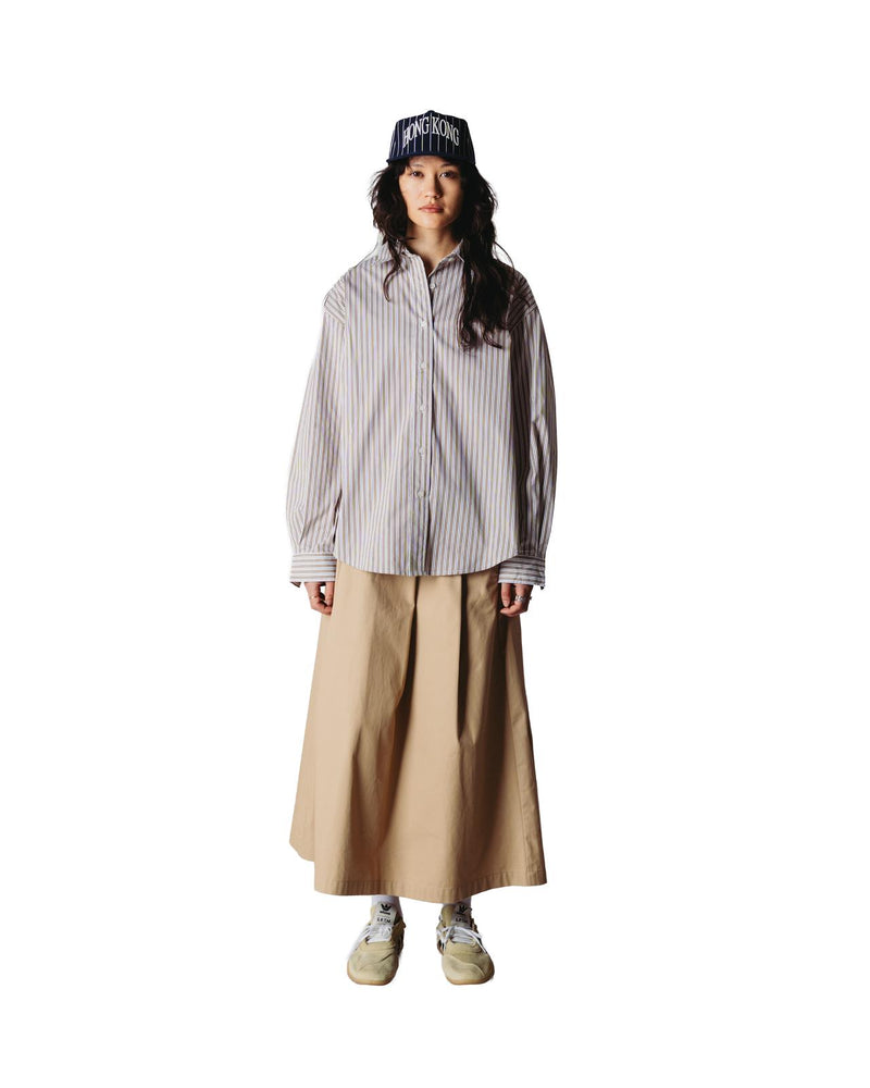 WOODBIRD Liva stripe shirt taupe brown