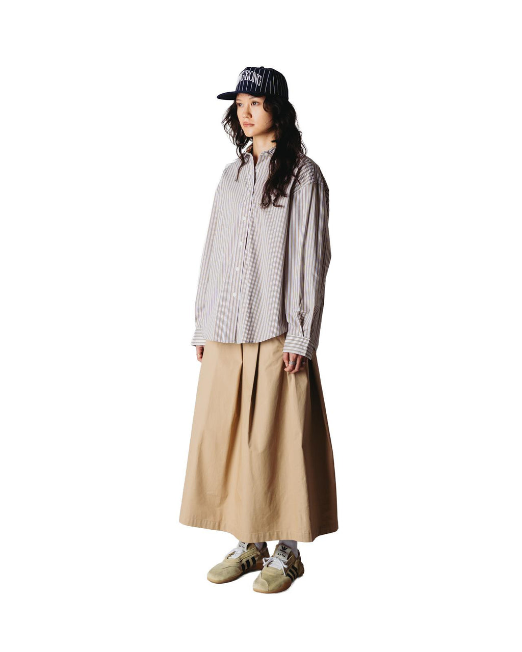 WOODBIRD Liva stripe shirt taupe brown