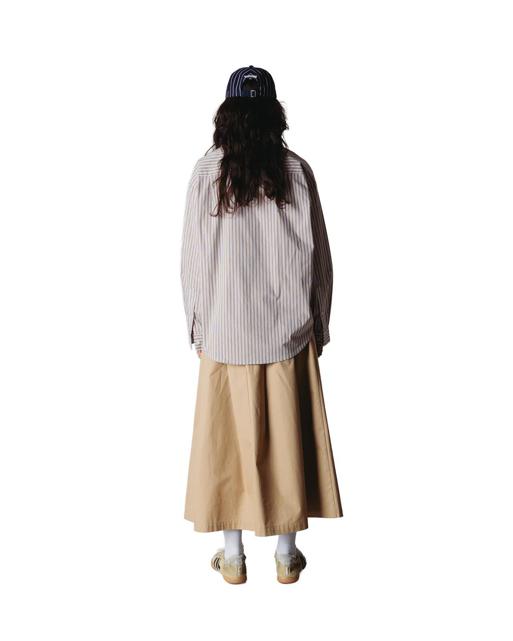 WOODBIRD Liva stripe shirt taupe brown