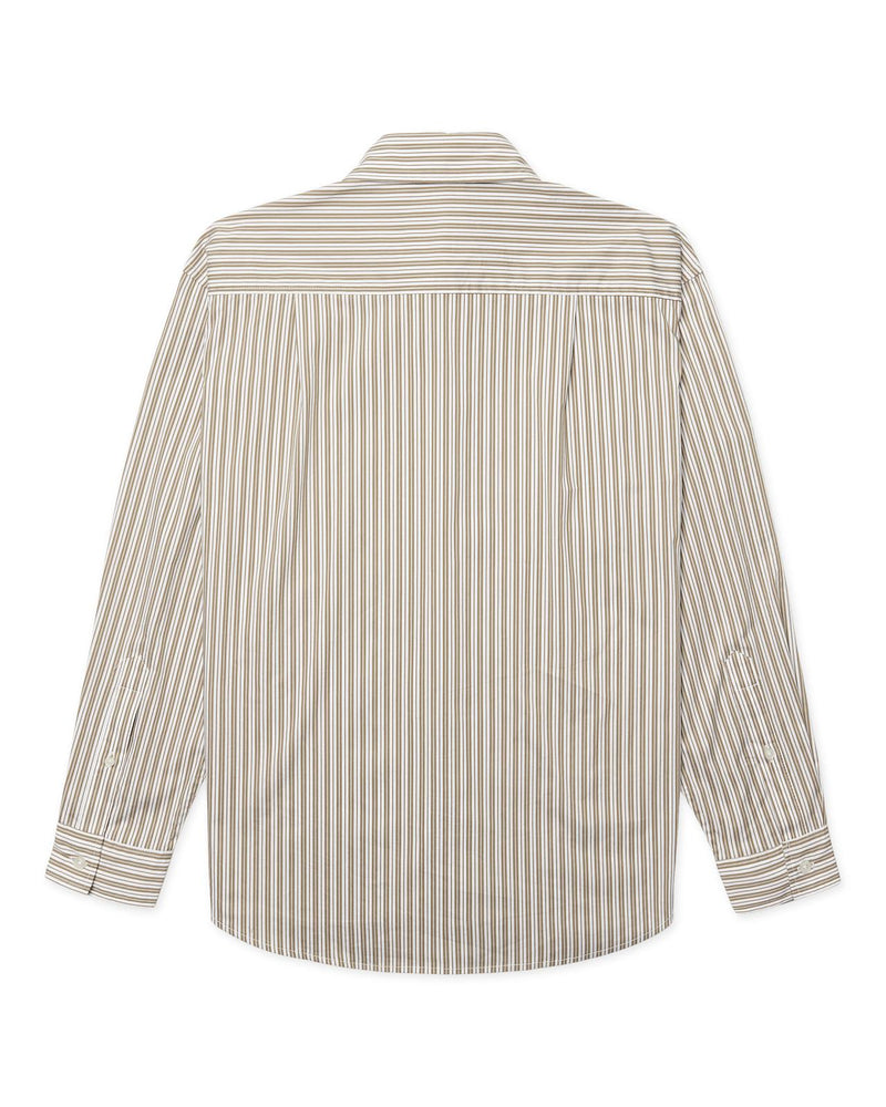 WOODBIRD Liva stripe shirt taupe brown