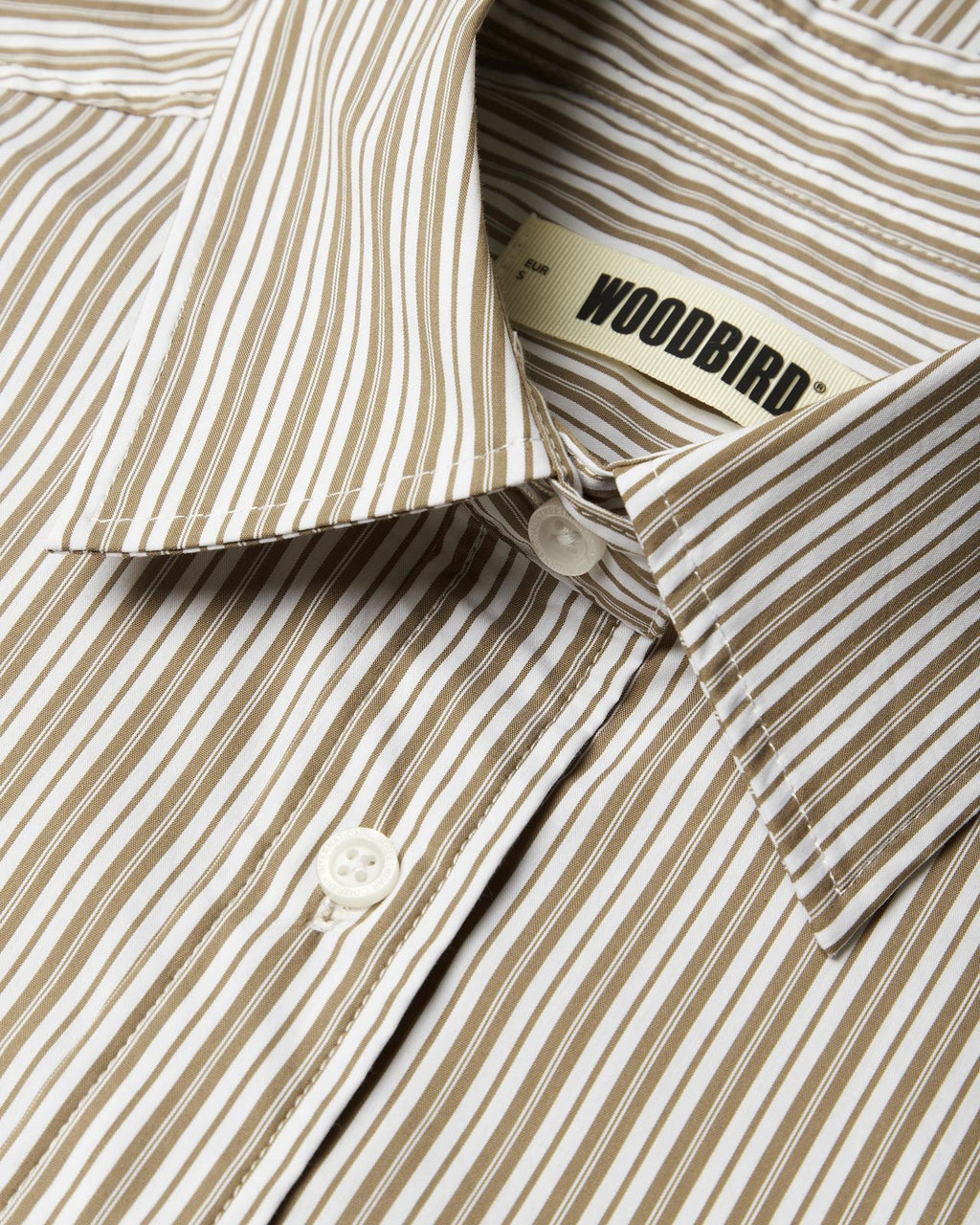 WOODBIRD Liva stripe shirt taupe brown