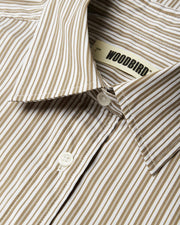 WOODBIRD Liva stripe shirt taupe brown