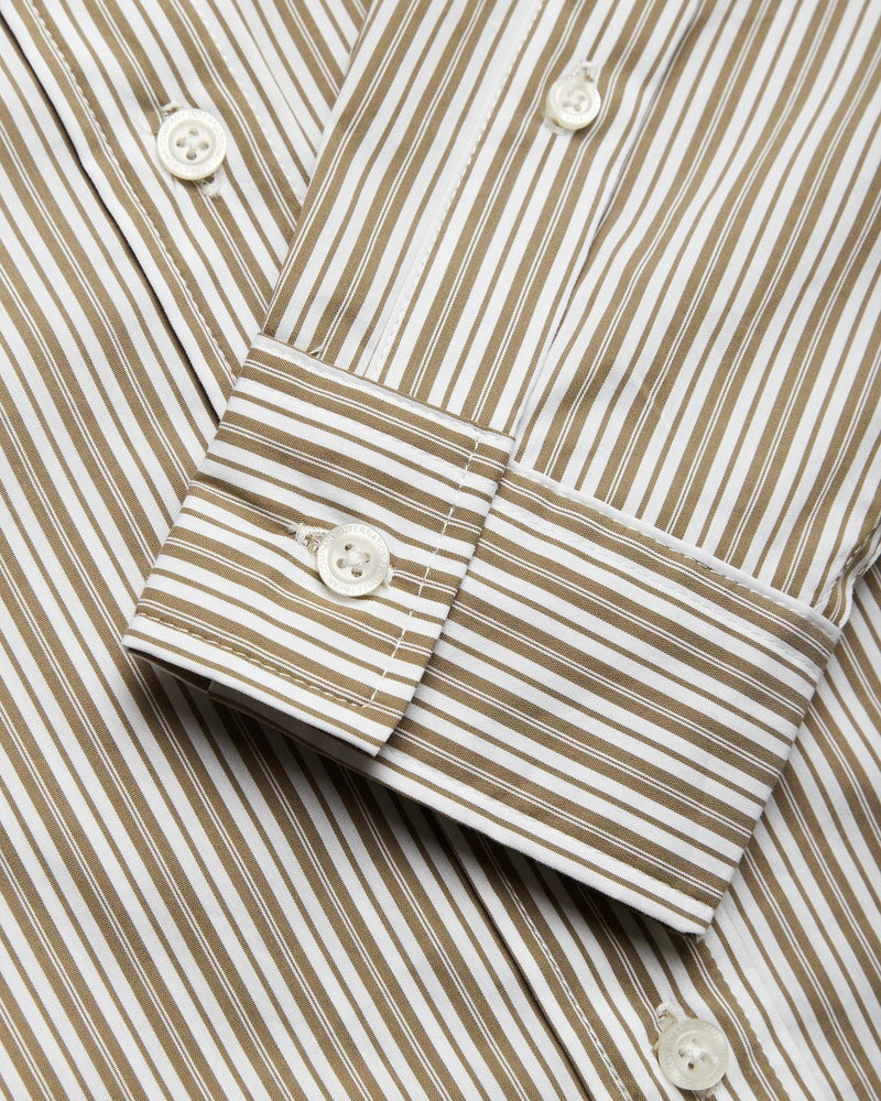 WOODBIRD Liva stripe shirt taupe brown