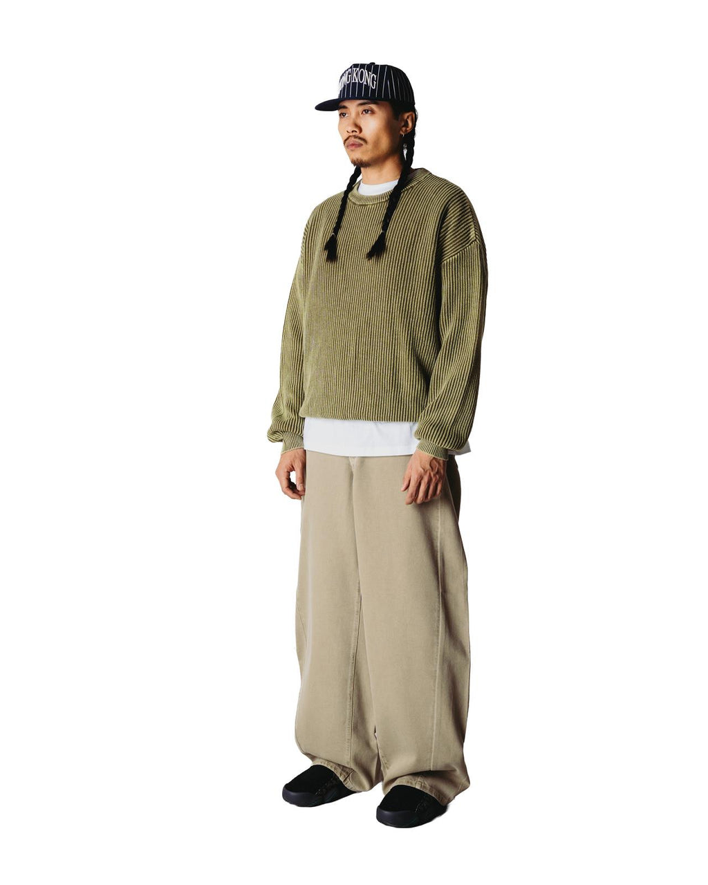 WOODBIRD Sake washed crew dark olive