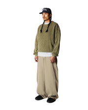WOODBIRD Sake washed crew dark olive