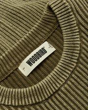 WOODBIRD Sake washed crew dark olive