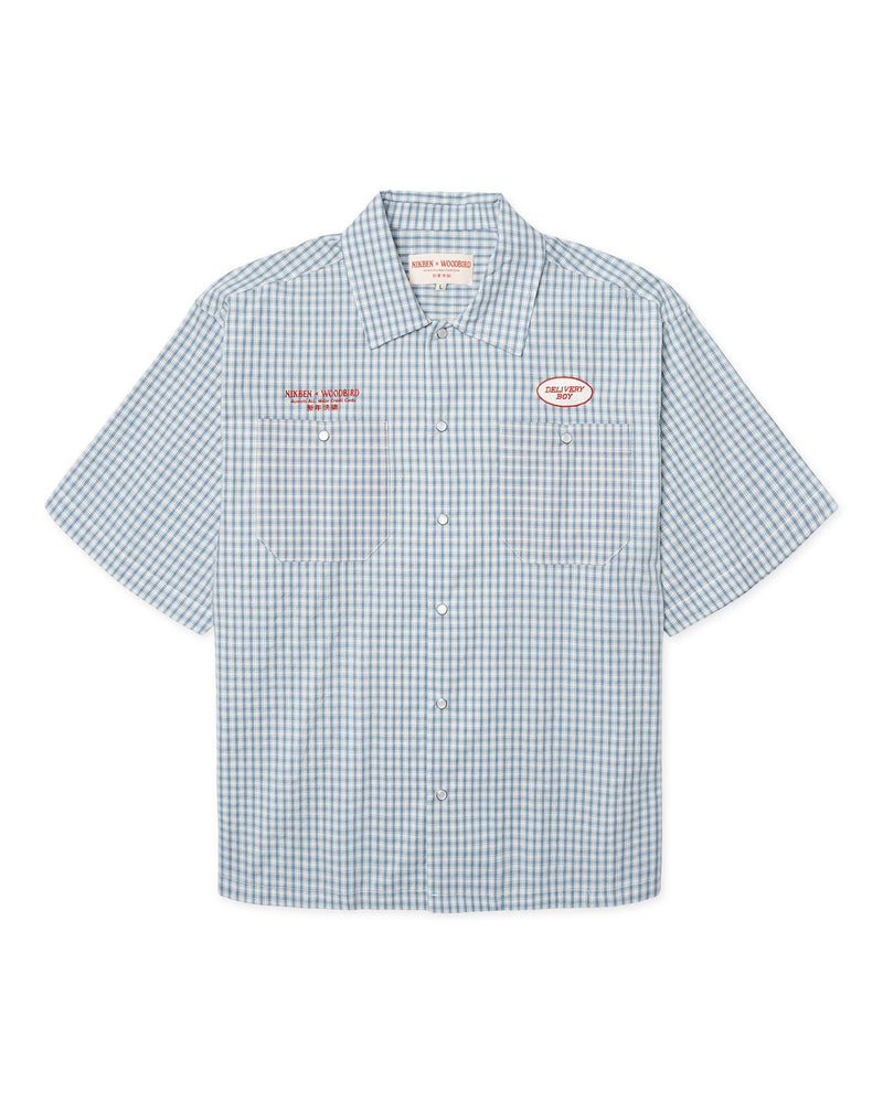 WOODBIRD X NIKBEN Delivery shirt blue white