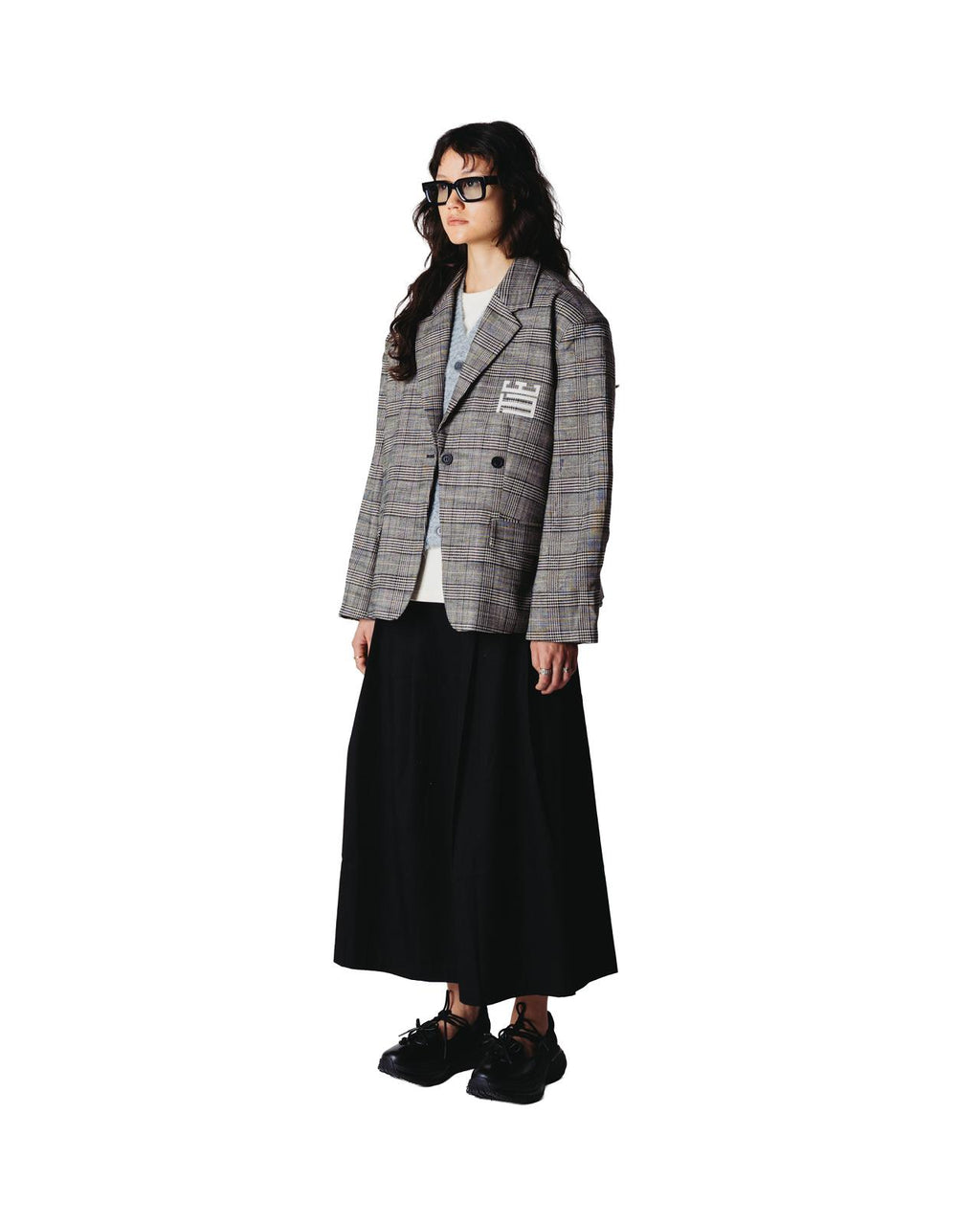 WOODBIRD Yun check blazer black grey