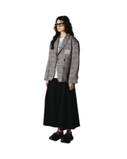 WOODBIRD Yun check blazer black grey