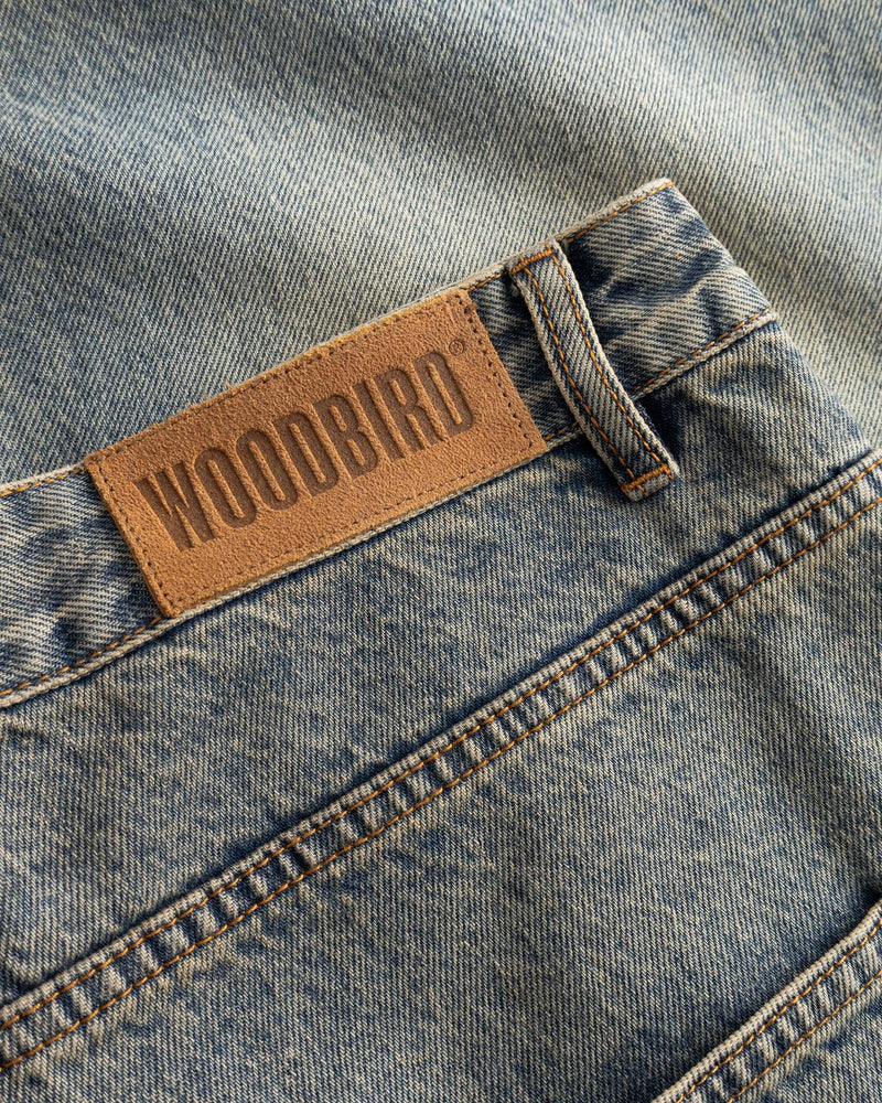 WOODBIRD Yuto aged shorts dark blue