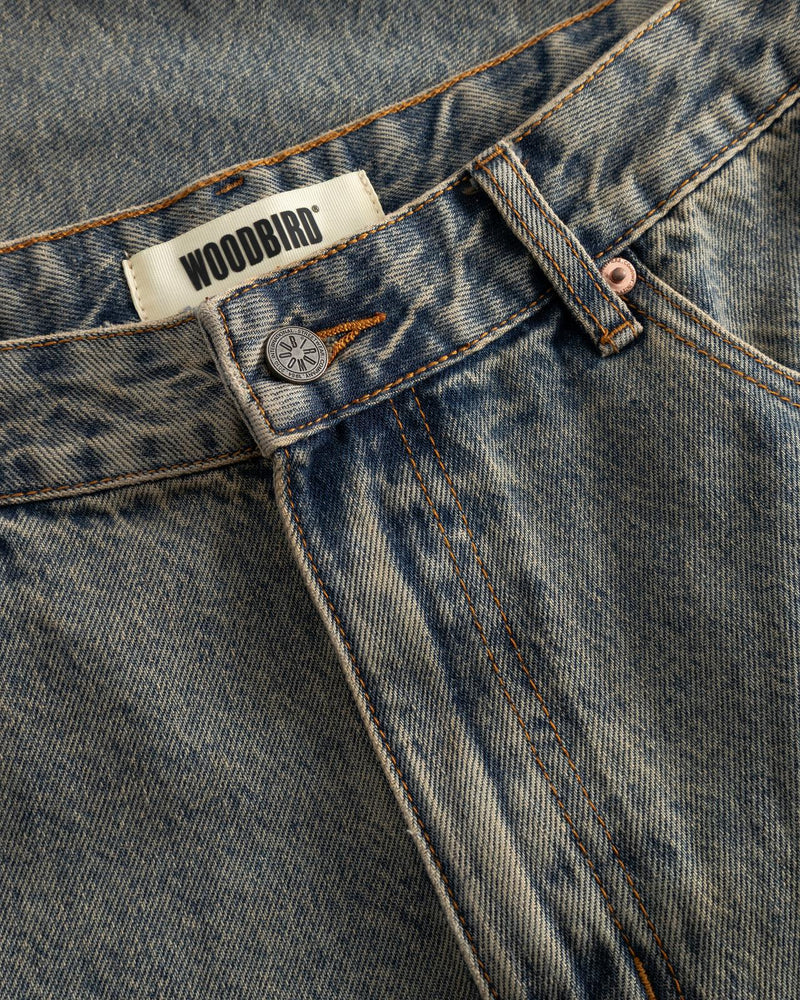 WOODBIRD Yuto aged shorts dark blue